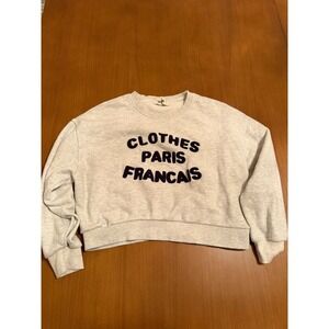 Obe Clothes‎ Paris Francais Cropped Sweatshirt Comfy Pullover Casual Top OS